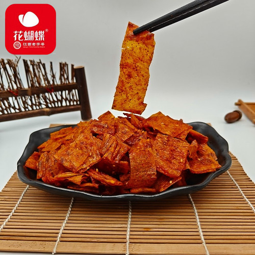 江西萍乡辣片花蝴蝶辣条麻辣豆皮散装蒜香豆干180g老式儿时小零食 - 图0