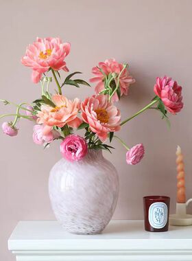 蓝色云雾餐桌花瓶高级感插花器