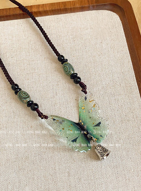 超仙蝴蝶清冷感项链小众设计感民族风禅意新中式锁骨链编织项饰