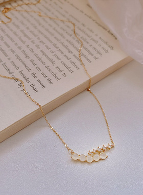 金色猫眼石锆石项链女轻奢甜美设计气质锁骨链高级感百搭夏季颈链