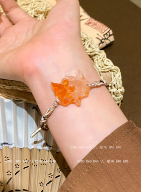 新中式狐狸面具手链复古民族风编织绳手串小众设计古风百搭手饰潮