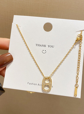 日韩版时尚满钻猪鼻子项链女潮流网红抖音同款锁骨链气质工厂代发