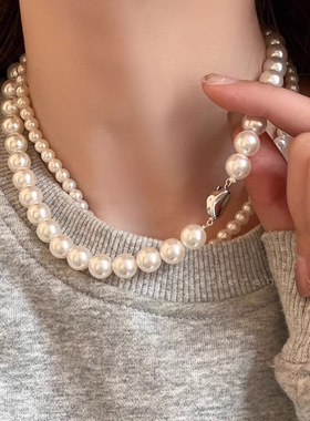 法式小众同款高级感元宝扣珍珠项链女义乌源头工厂配饰品