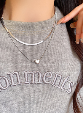 ins冷淡风爱心项链女高级感轻奢小众设计感双层锁骨链气质项饰品