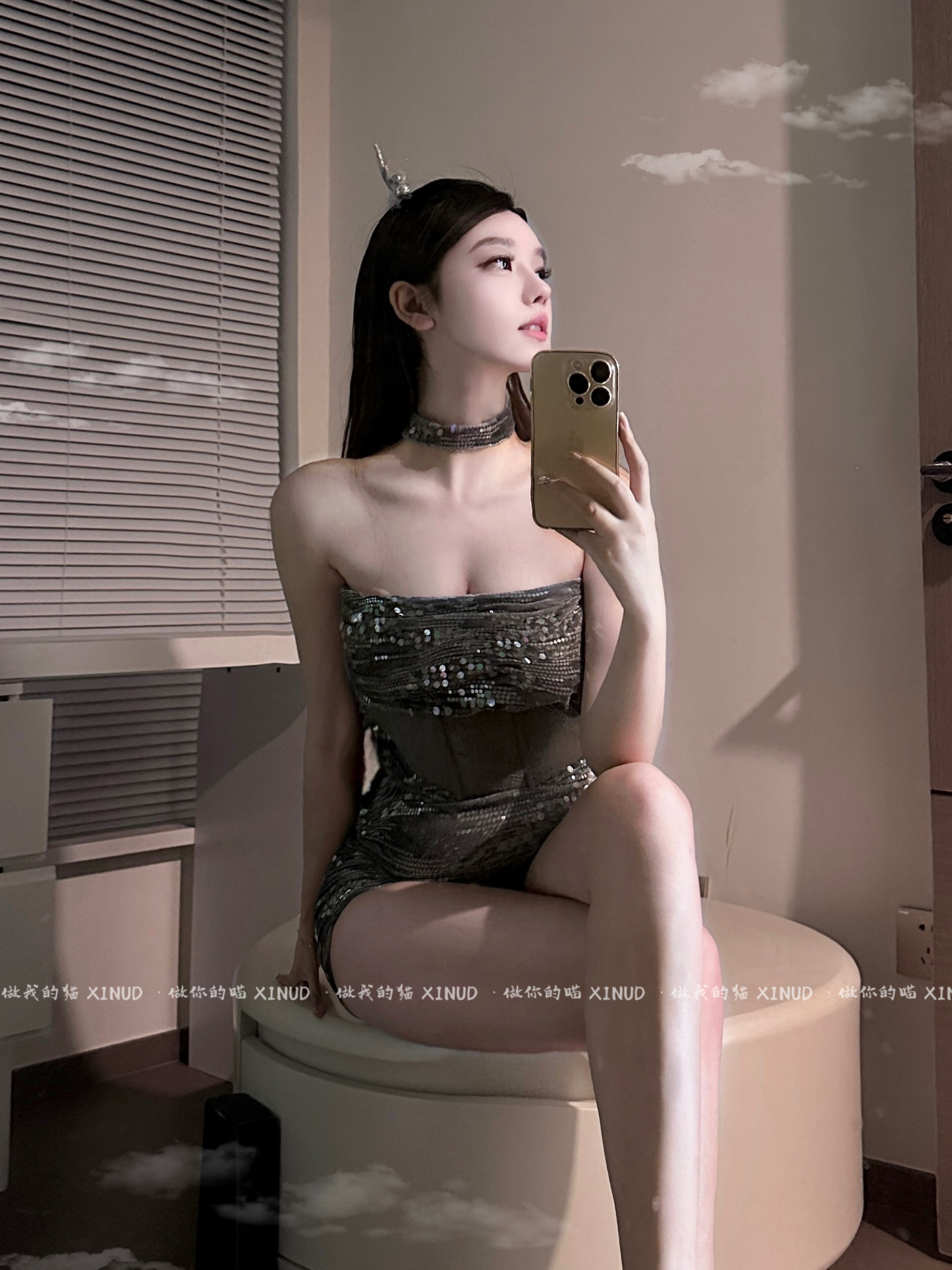 做你的猫：御龙娇纵*原创气质清纯蕾丝亮片抹胸龙女可外穿包臀裙 - 图2