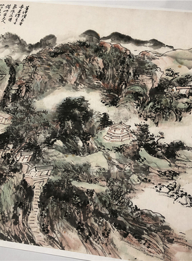 黄宾虹河小景横幅山水画