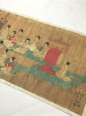 五代南唐周文矩合乐图古代工笔人物仿古国画乐器真迹高清复制临摹