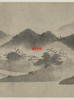 南宋 米友仁 楚山秋霁图 水墨写意山水国画长卷微喷复制学习画稿