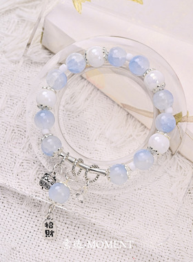 国风冰裂玉碎琉璃珠手链