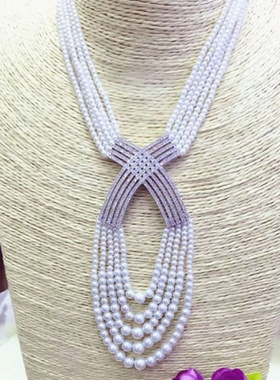 diy微镶流苏交叉款项链