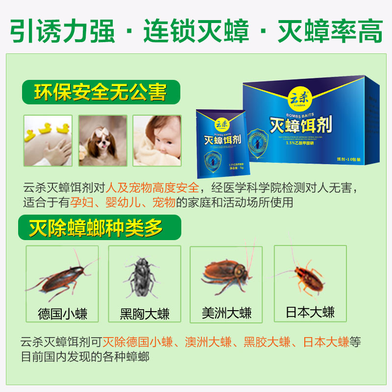 5袋蟑螂药点杀家用灭蟑饵剂蟑螂克星一窝端杀蟑螂除蟑灵 - 图1