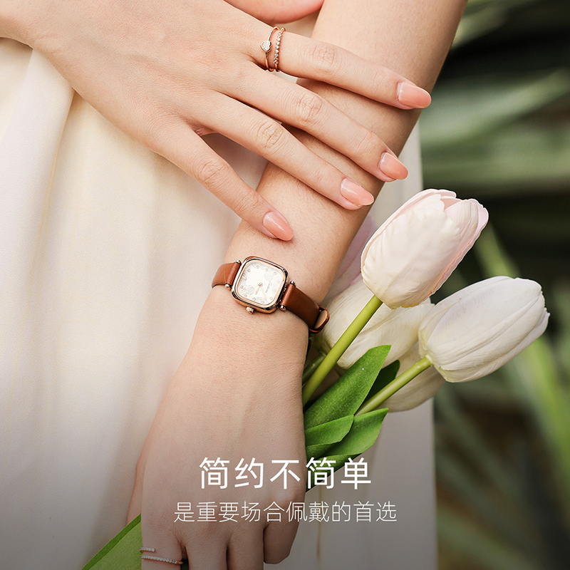 圣缇斯美妆腕表文雅细腻花纹精美轻奢鸢尾花手表3031P