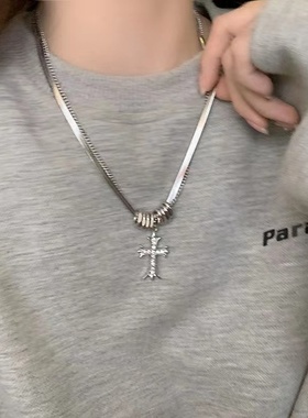 钛钢双层十字架蛇骨链