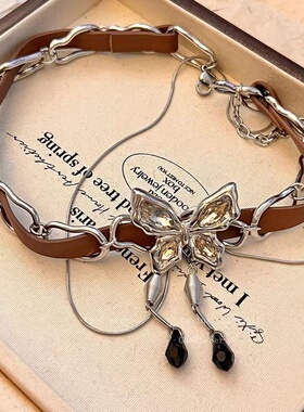 美拉德重工蝴蝶choker项圈女朋克风亚文化小众设计甜酷辣妹锁骨链