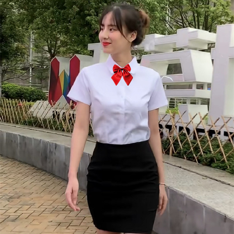 短袖结婚登记照情侣装拍证件照领证衣服女白衬衫个性创意夏装大码 - 图2