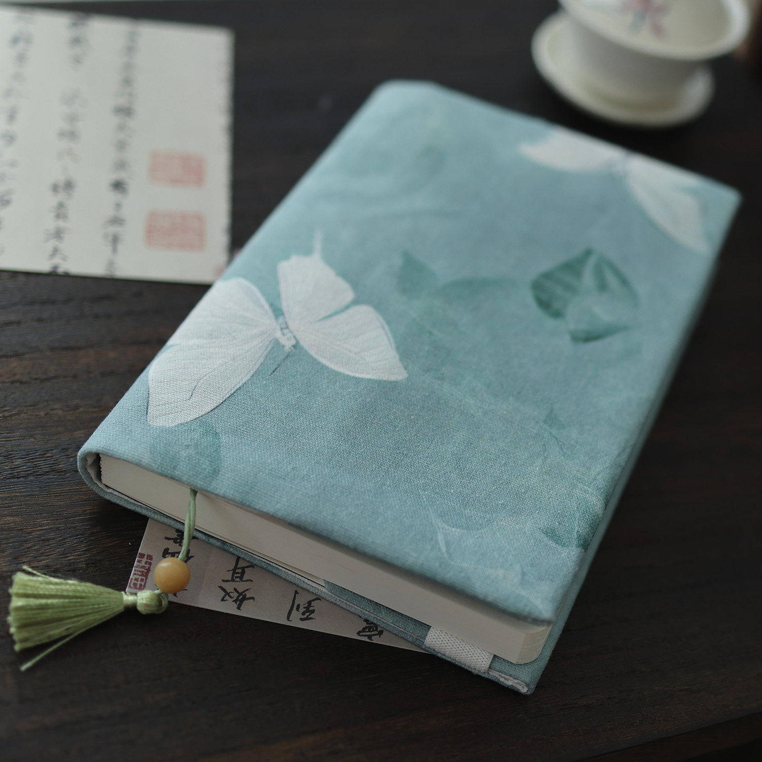 布书衣A5手账本国风礼物日记笔记本印花棉麻手工保护书套青韵蝶影,淘宝优惠券,粉丝福利购,淘宝优惠卷