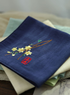迎春花刺绣纯棉古风吸汗手帕