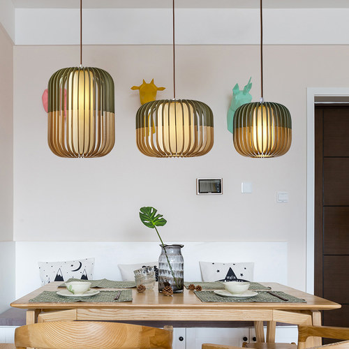 餐厅灯木艺北欧吧台吊灯简约现代创意个性网红灯店铺商用实木灯具 - 图2