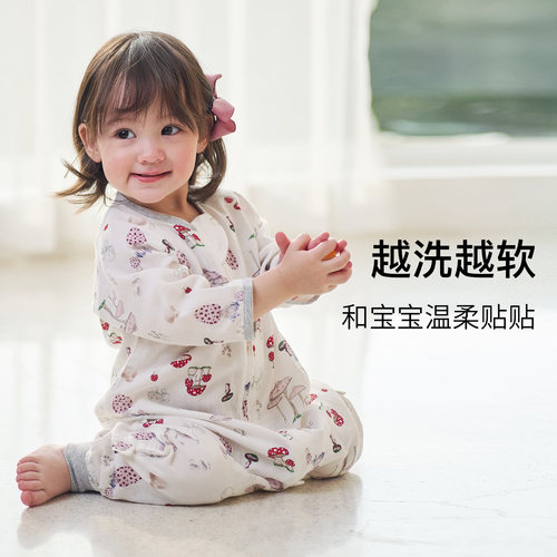 Nest Designs婴儿睡袋四季通用竹棉纱布宝宝睡袋儿童分腿防踢被 - 图0
