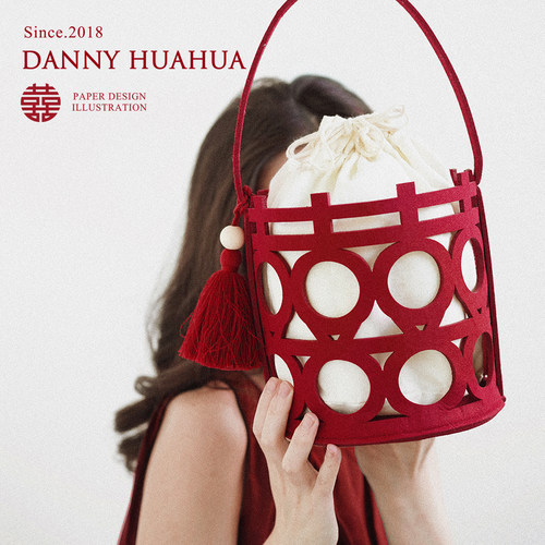 Danny画画原创新中式手提伴手礼盒空盒回礼篮子伴娘礼盒 - 图0
