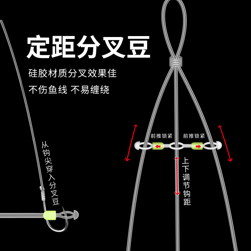 吉美鱼钩绑好的防缠绕子线双钩成品金袖双钩子线伊势尼新关东套装 - 图2