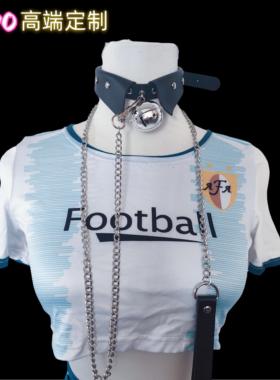 SADO高端定制宽大铃铛项圈女m情调女仆颈带女朋友牵引绳锁骨链