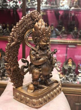 玛哈嘎拉/宝帐怙主/大黑天/红棒玛哈嘎拉/11cm红铜佛像藏传摆件