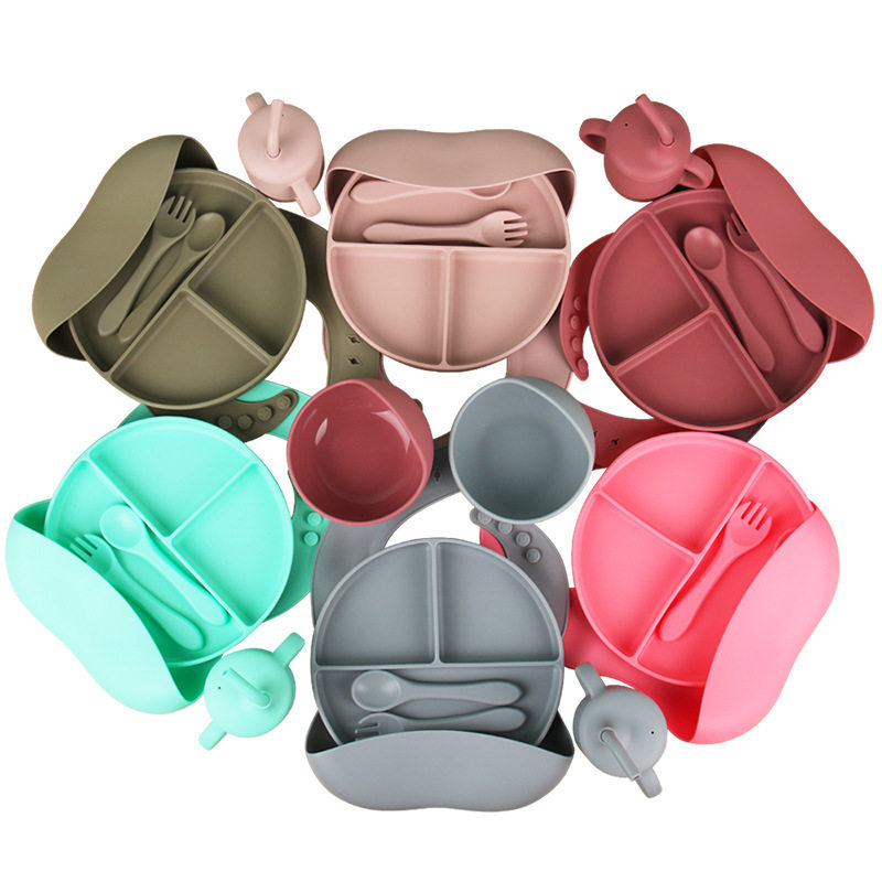 儿童餐具套装婴儿用品硅胶碗叉子勺宝宝辅食碗餐盘食品级硅胶餐具,淘宝优惠券,粉丝福利购,淘宝优惠卷