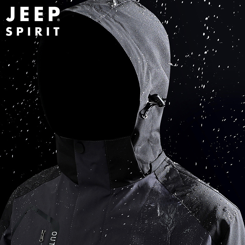 JEEP SPIRIT冲锋衣男款秋冬季户外运动防水保暖抓绒登山服HL1201