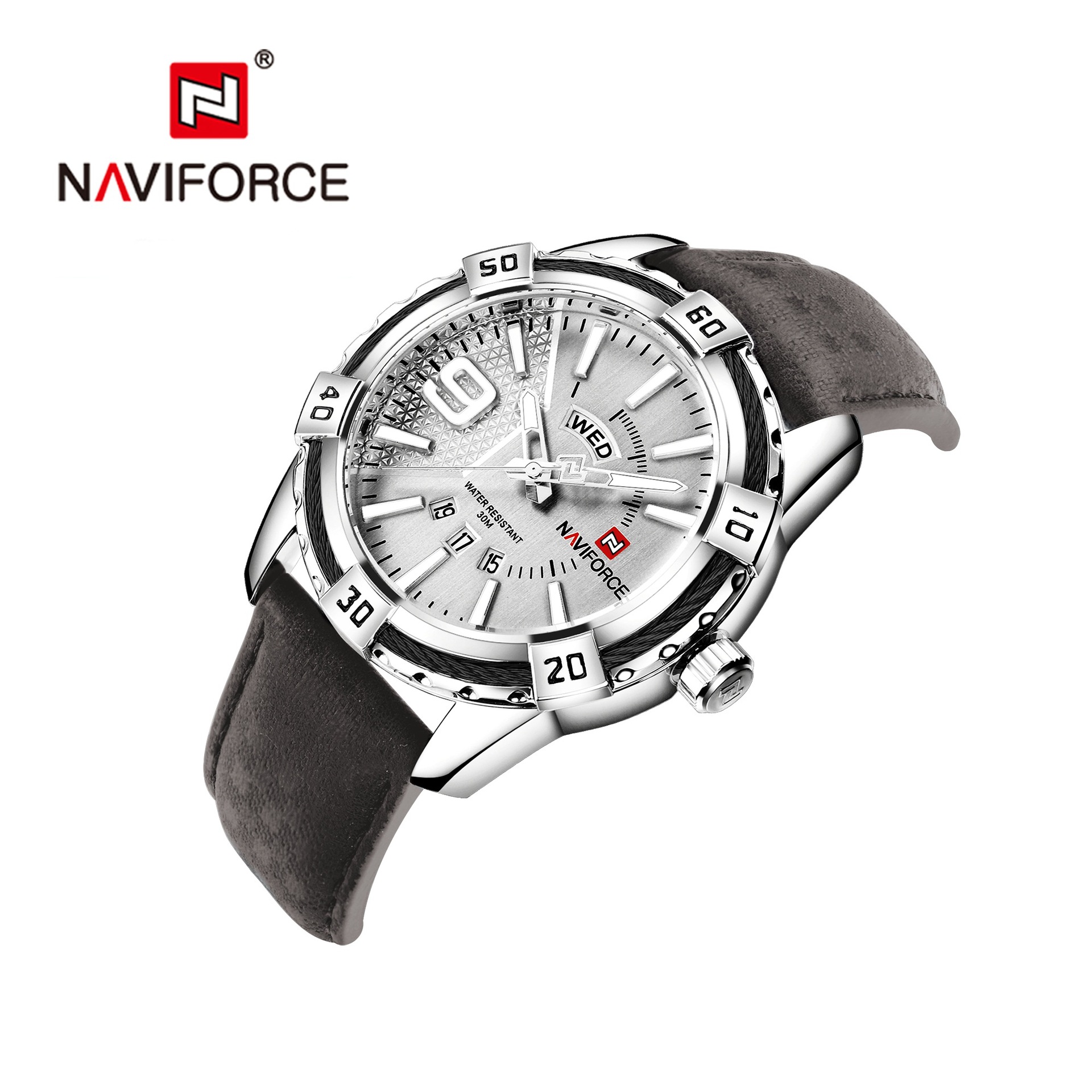 NAVIFORCE 领翔9117皮带手表 日期 星期男士石英手表 防水男表 - 图2