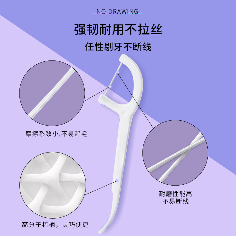 舒客牙线超细家用大包装一次性牙签线细滑圆线牙线棒100支 - 图0