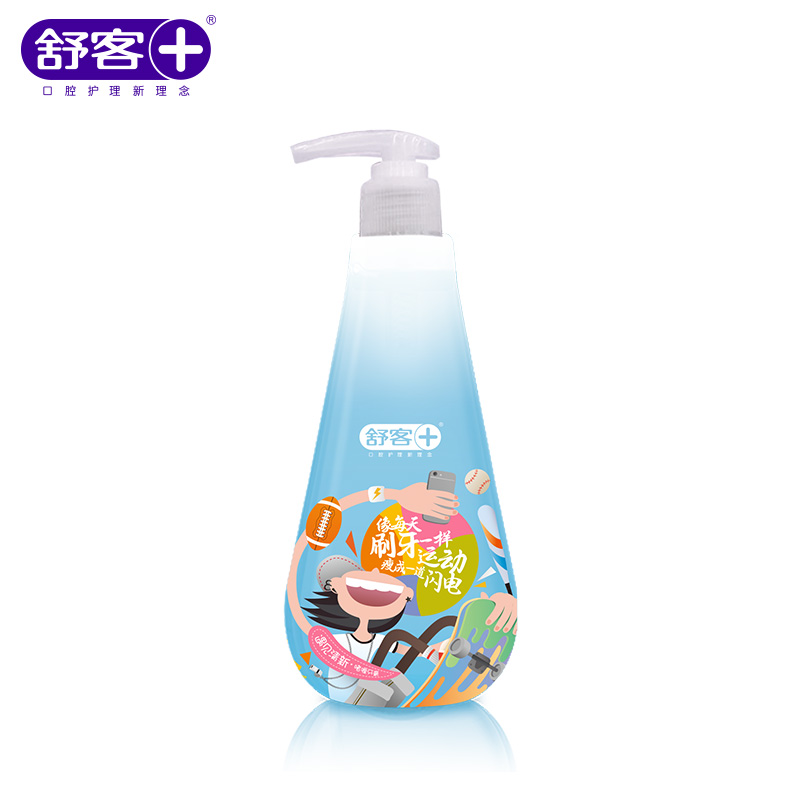 舒客官方旗舰店舒客舒克按压式牙膏去黄牙垢亮白 清新口气含氟牙膏250g*1支1