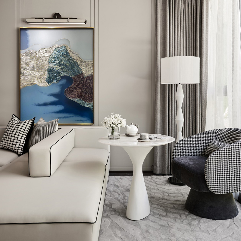 瑞杰 珐琅彩画《延绵》现代法式客厅装饰画 高级感别墅玄关抽象画 - 图0