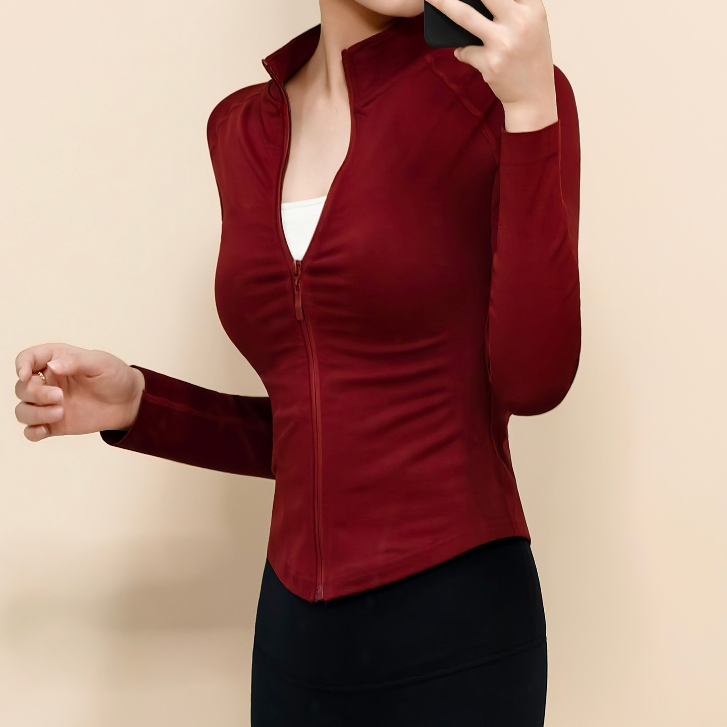 蓝小可Bule速干运动瑜伽外套女立领紧身显瘦透气跑步普拉提健身户,淘宝优惠券,粉丝福利购,淘宝优惠卷