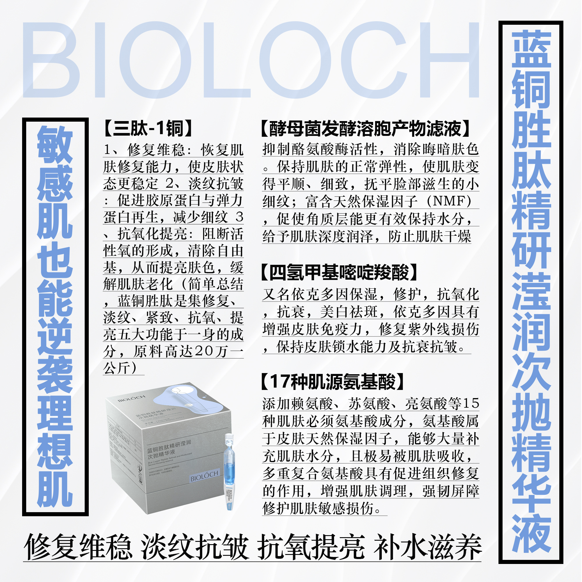 碧洛诗正品包邮蓝铜胜肽精研滢润次抛精华液次抛精华 30支/盒-图1