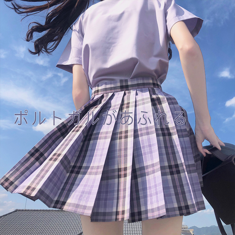 SASATOU莎莎糖原创设计葡气满满JK格裙学院风夏季百搭显瘦百褶裙 - 图0