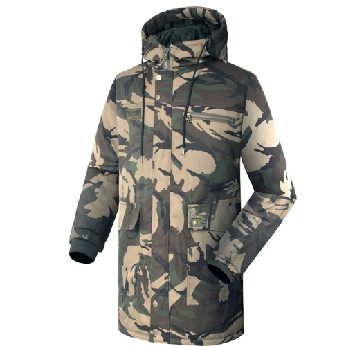 Утепленный длинный камуфляжный пуховик, демисезонное пальто, куртка