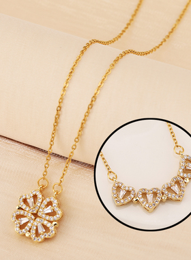 S925银两用幸运四叶草锁骨链女