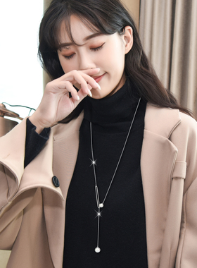 百搭珍珠几何流苏毛衣链穗爵女