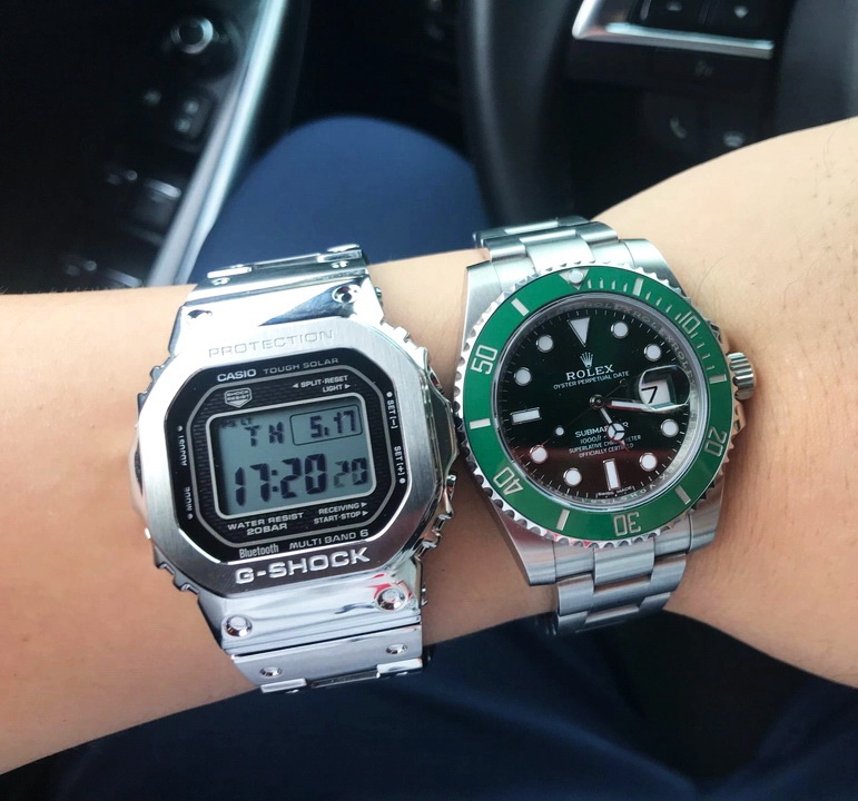 CASIO卡西欧G-SHOCK复古电波金属方块GMW-B5000D-1 B5000GD-1/9A