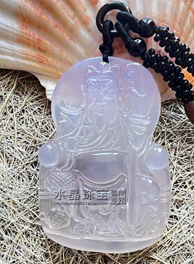 正品天然白玉髓玛瑙关公吊坠项坠男款带链子时尚大气开运护身符