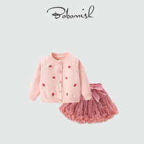 Japan Ulovazn childrens clothes ~ girls suit 2023 autumn and winter new knitted blouse foreign air little girl two sets