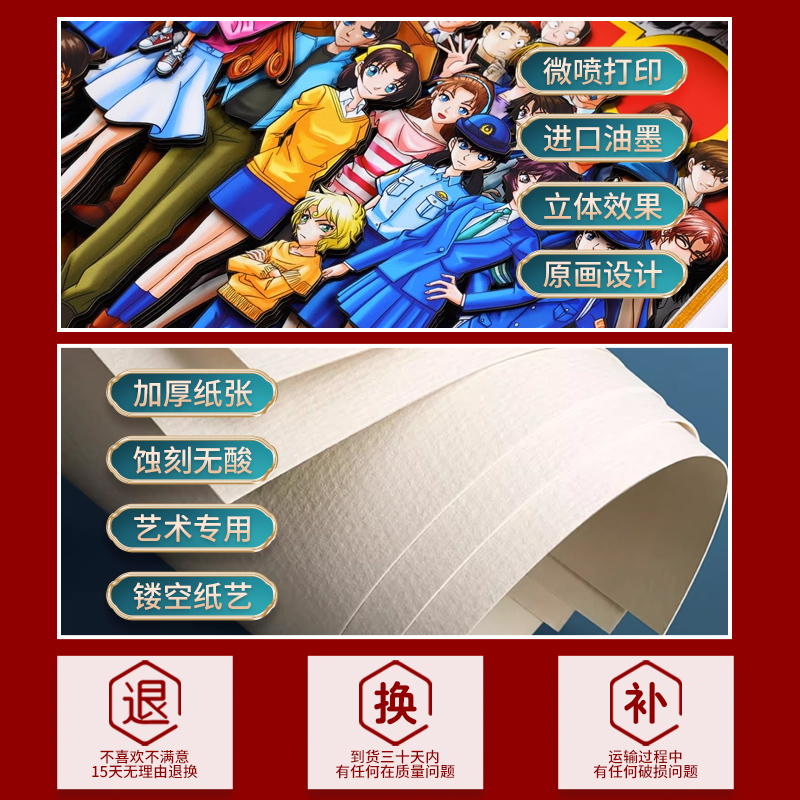 名侦探柯南周边3D立体画全家福纸艺手工生日礼物挂画卧室桌面摆件 - 图2