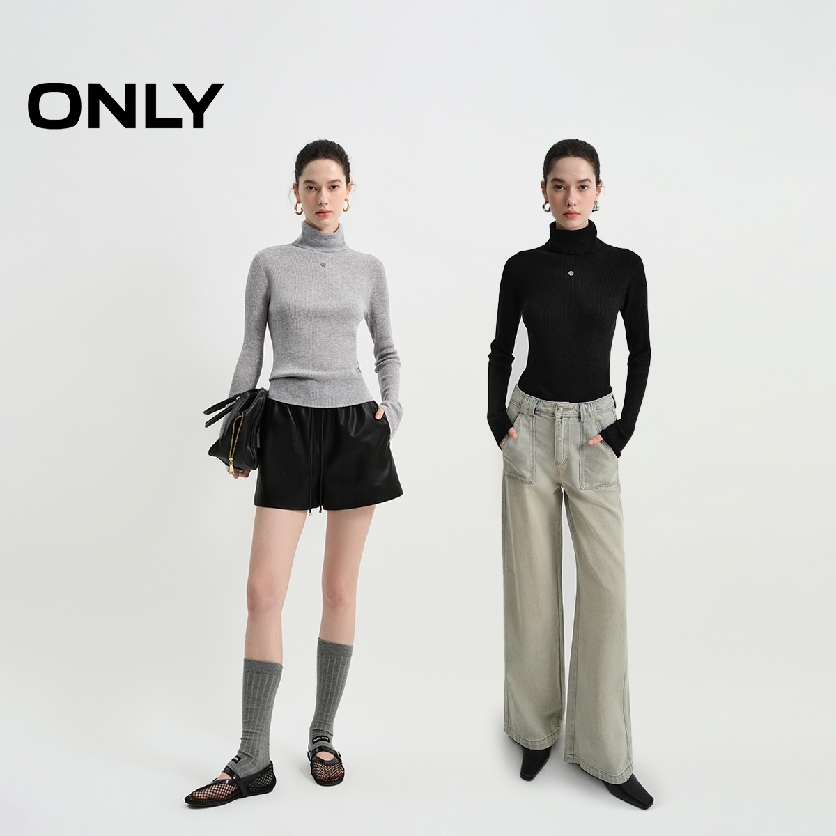 【所有女生的衣橱直播间】ONLY罗纹高领针织衫/亮片针织衫