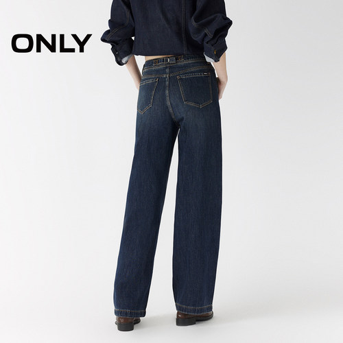 ONLY春季潮流休闲后腰调节松弛感高腰裤子显瘦老爹直筒牛仔裤女 - 图2