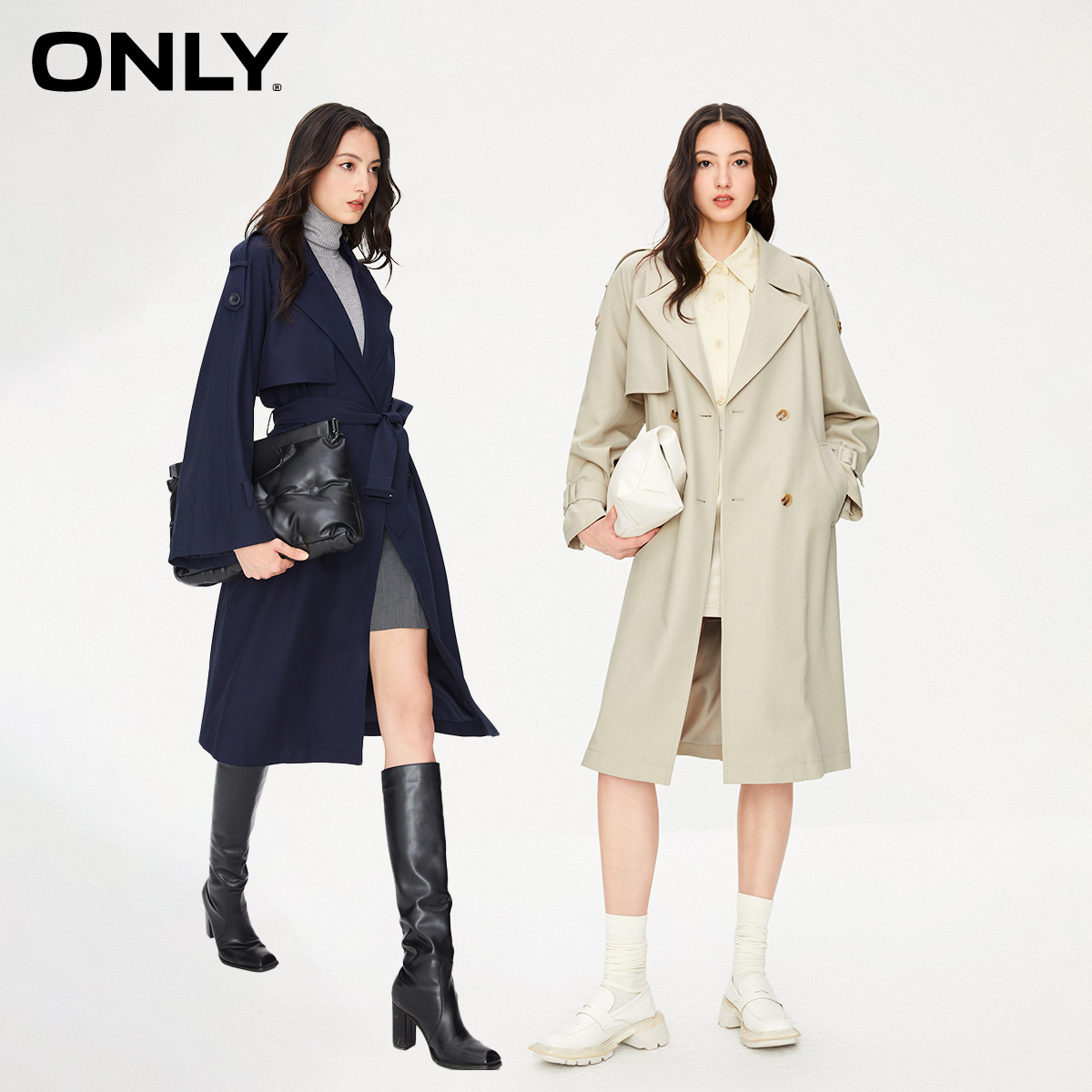 两色可选【ONLY】通勤风时尚长款风衣