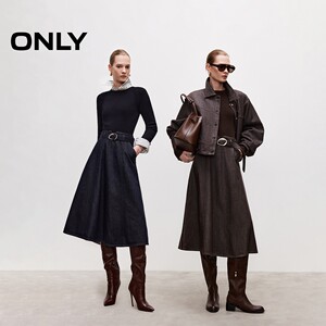 ONLY2026春季新款通勤风针织拼接假两件修身长袖中长裙连衣裙女