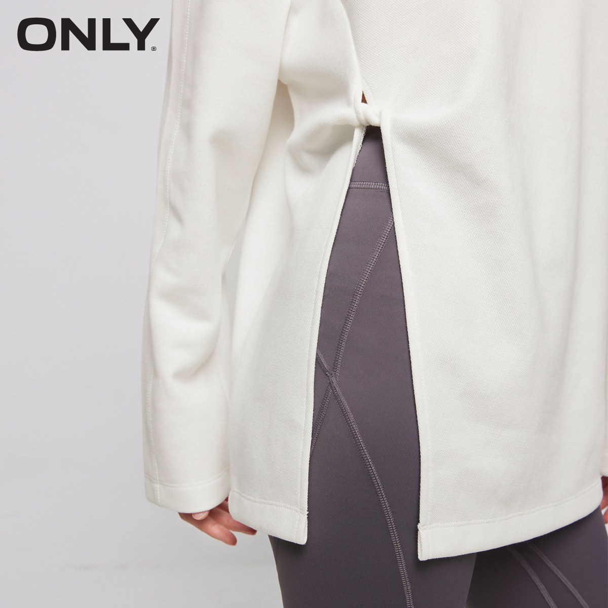 ONLY2023秋季新款时尚落肩圆领长袖T恤