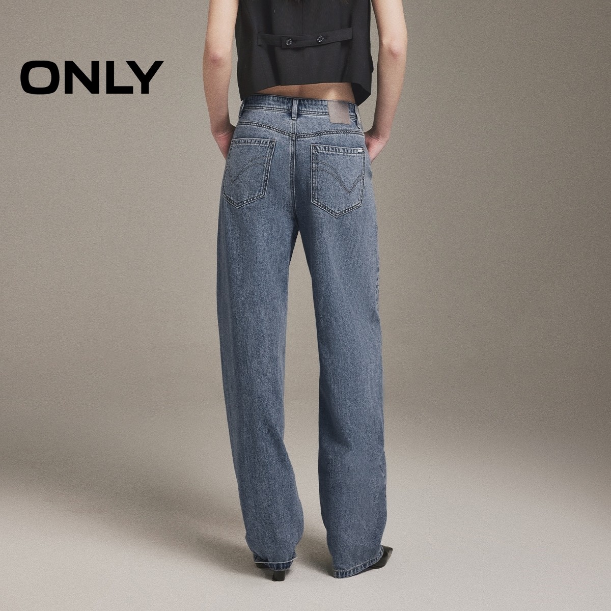 ONLY2026春季新款艺术感吸睛烫钻立体剪裁香蕉弯刀气球阔腿牛仔裤,淘宝优惠券,粉丝福利购,淘宝优惠卷