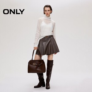 ONLY2025冬季新款减龄显瘦A字版型立体挺括PU百褶裙短裙半身裙女